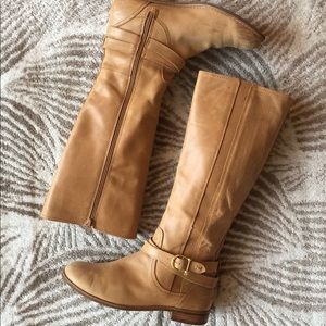 Sperry Genuine Leather Tall Riding Boots Camel